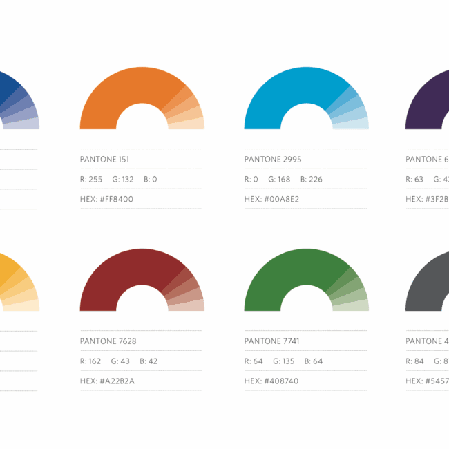 Color palette with Pantone swatches